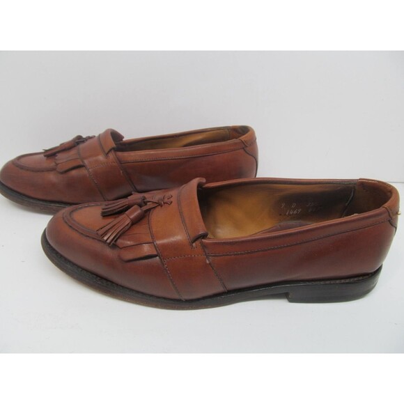 Allen Edmonds Newport Brown Leather Full Strap Tassel Loafers Mens Size 9 D